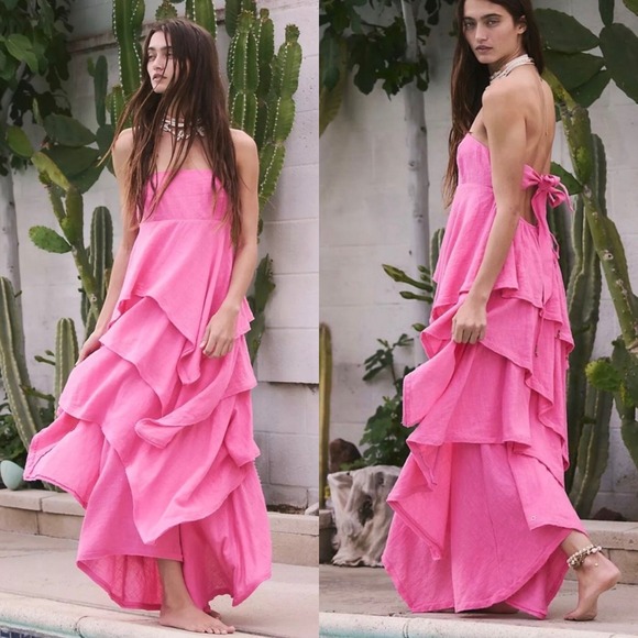 Free People Dresses & Skirts - Free People Seraina Maxi Dress In Pink Size Small Bohemian Feminine European